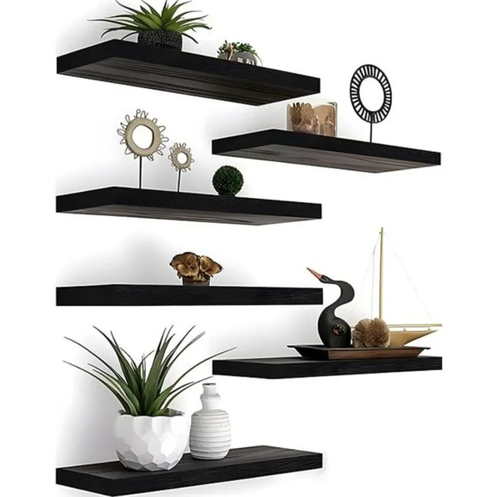 Wood Floating Shelves for Wall Decor, Rustic Wall Shelves for Bedroom Bathroom